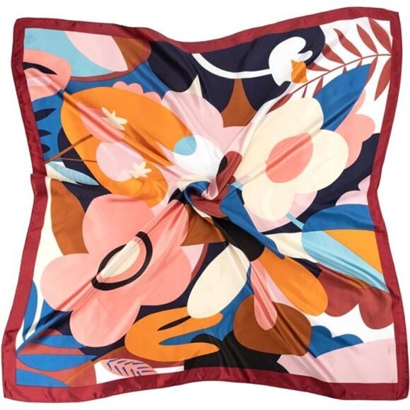 Women's Silk Printed Hair Wrapping and Sleeping at Night Square 35" X 35" - Picture 1 of 14